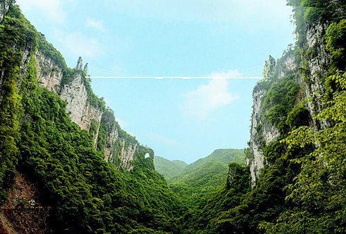 湖南張家界建成世界最長玻璃橋 同時創多項世界第一